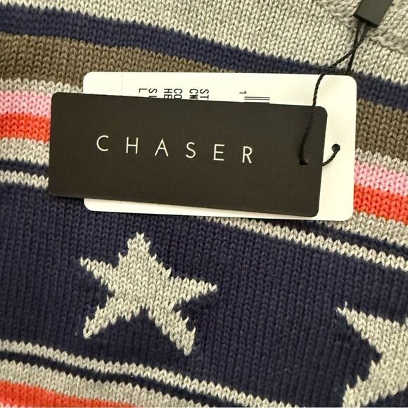 Chaser Brand Stars & Stripes Heather Gray Sweater Women’s Size Large - Picture 4 of 10